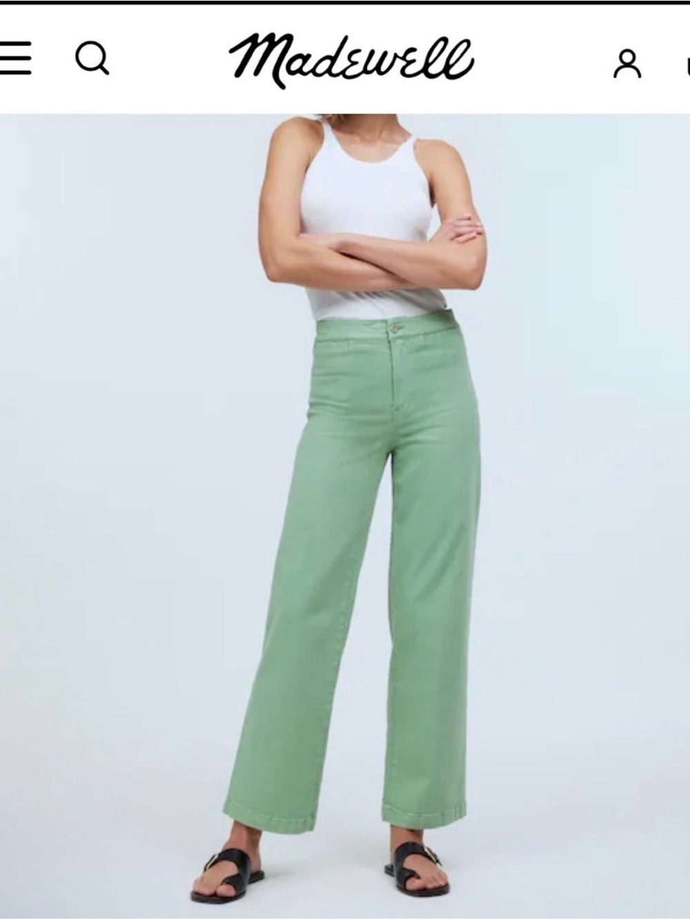 NWOT Madewell Emmett 2.0 Wide-leg Crop in Sage